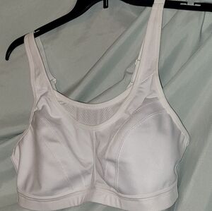 Women's White Support Sports Bra With Mesh Accents, 44D